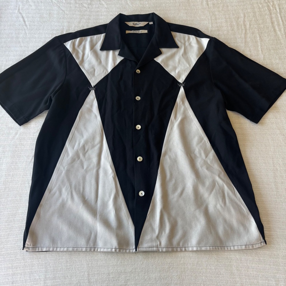DaVinci California Charlie Sheen Signature Series Bowling Shirt Black White XL - Picture 2 of 11